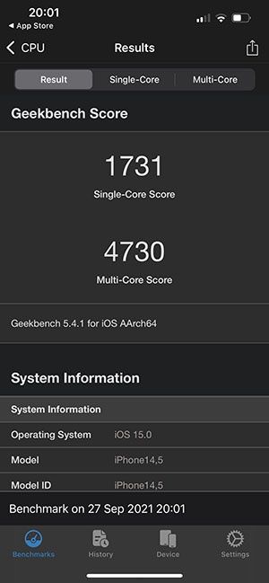 iPhone 13 GeekBench 5