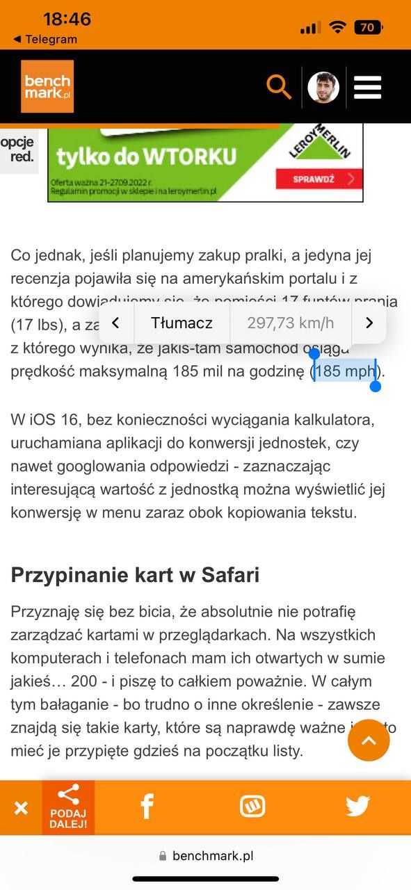 Konwertowanie jednostek iOS 16