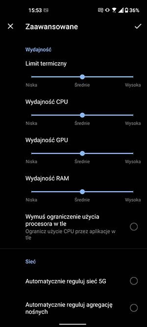 ustawienia trybów systemu