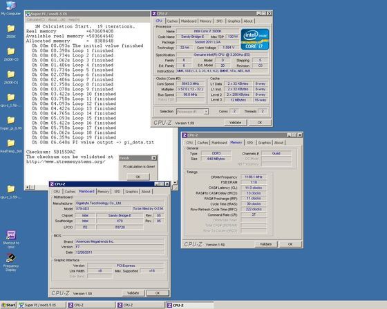 wynik wydajności podkręconego procesora Intel Core i7 3930K w benchmarku SuperPi 1 M