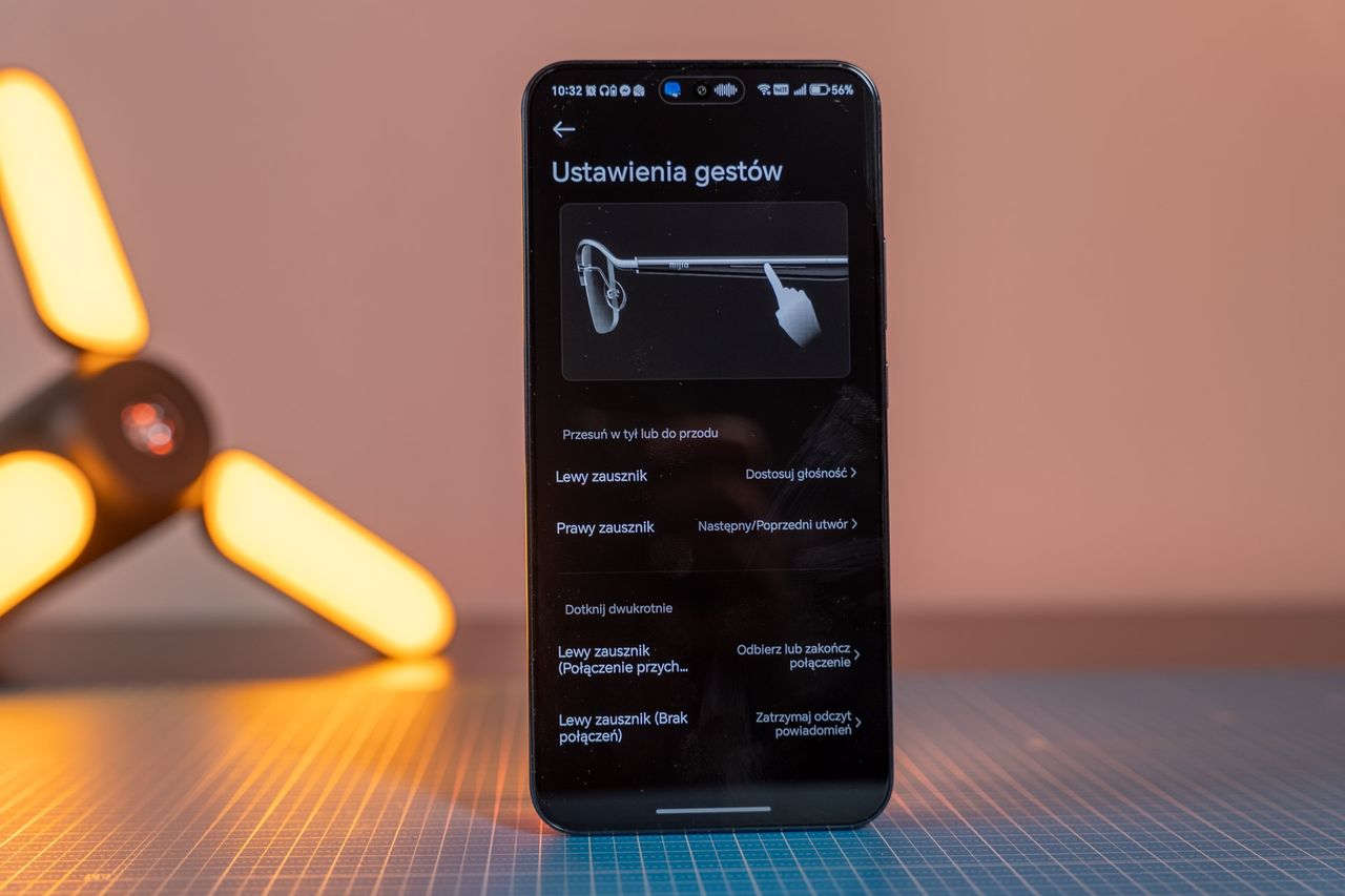 Ustawienia gestów dla okularów