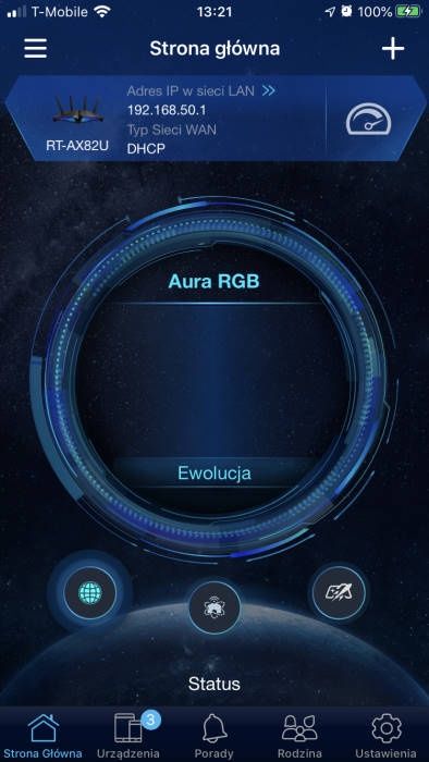 ASUS RT-AX82U - Aplikacja mobilna - ustawienia RGB