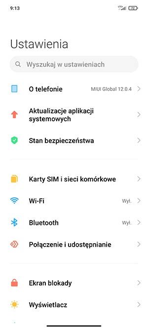 ustawienia MIUI 12