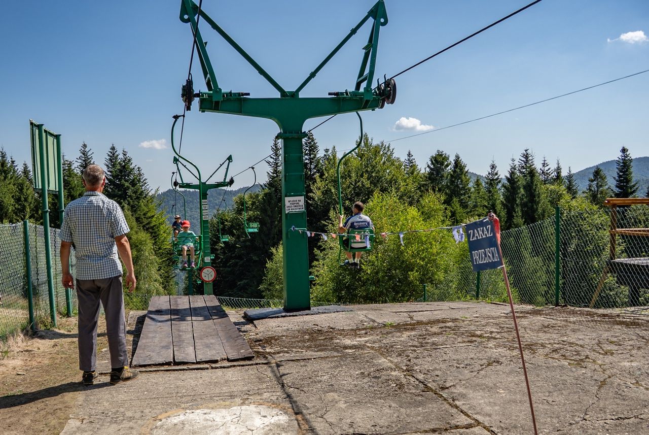Kolej krzesełkowa, Koninki, Gorce, góry, Tobołów