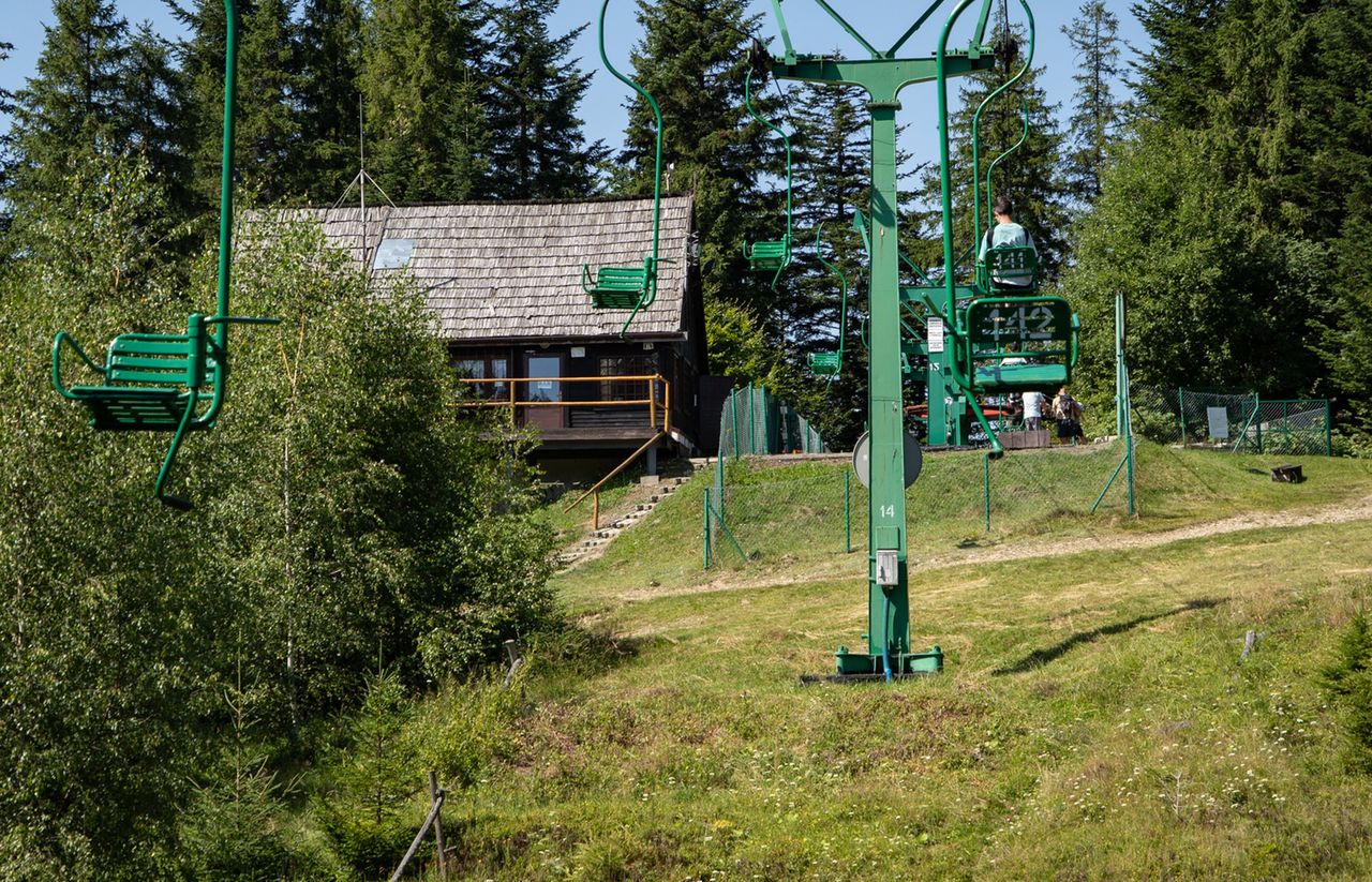 Kolej krzesełkowa, Koninki, Gorce, góry, Tobołów