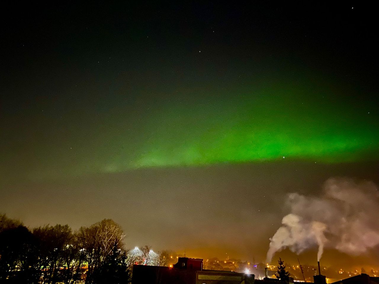 Zorza polarna w Pile - Śródmieście