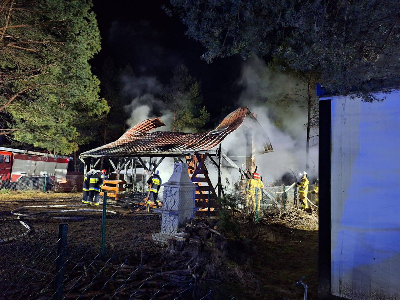 Pożar domku letniskowego