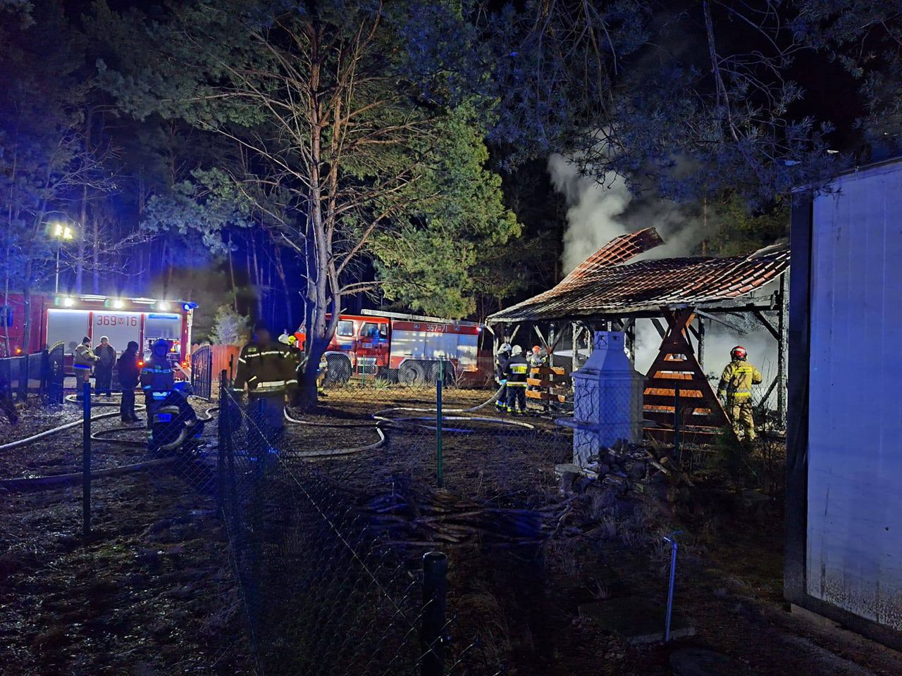 Pożar domku letniskowego