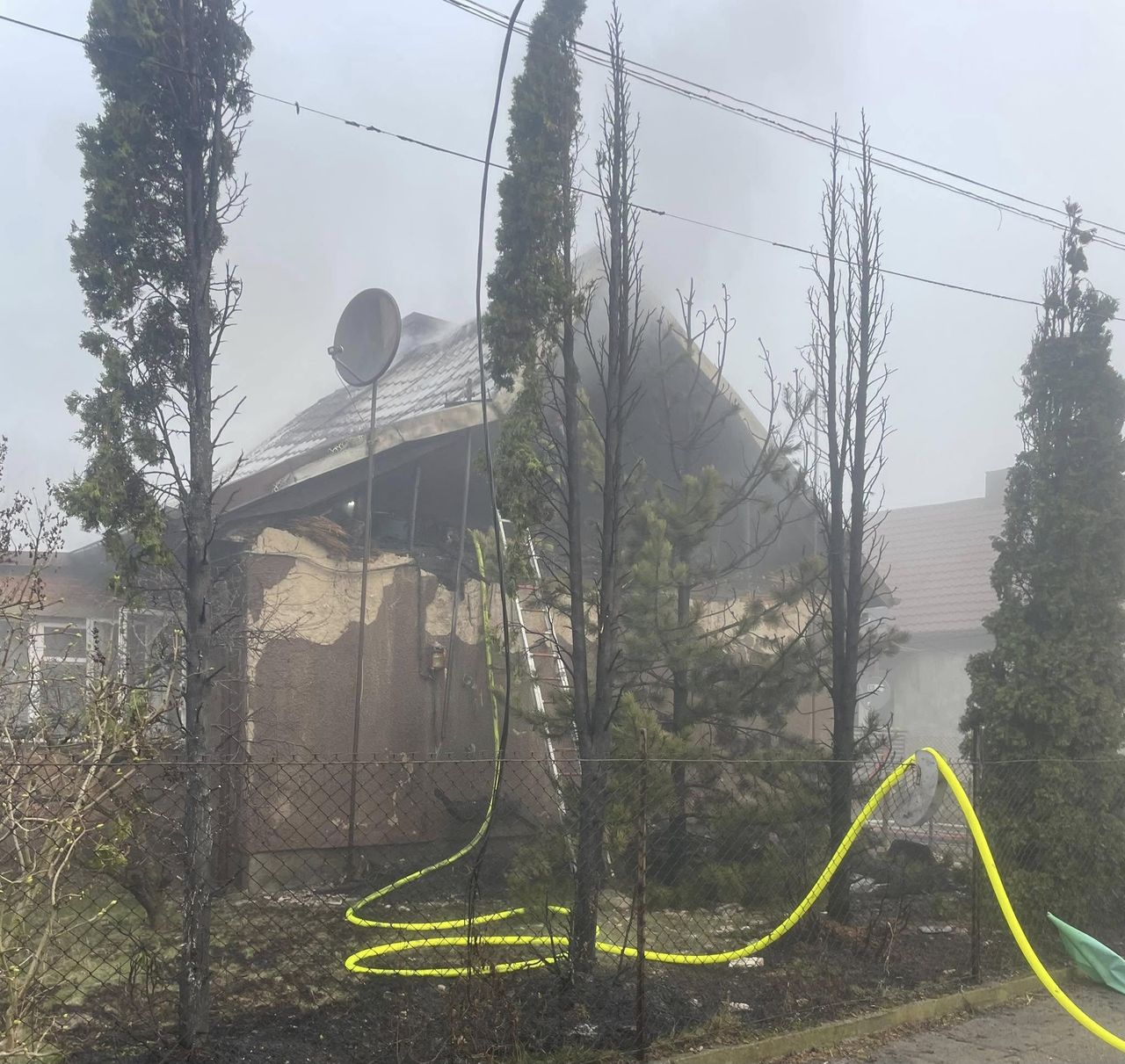 Pożar domu jednorodzinnego