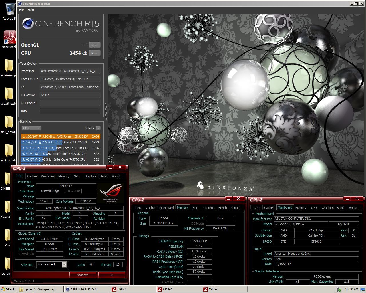 AMD Ryzen 7 1800X - rekord Cinebench 15