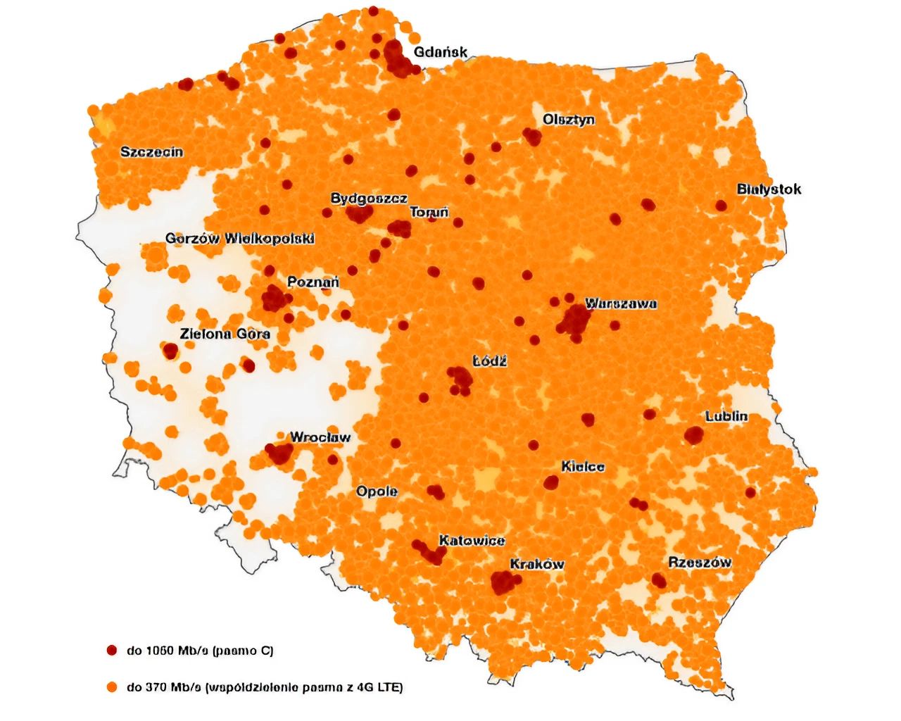 5G - mapa zasięgu w Orange Polska