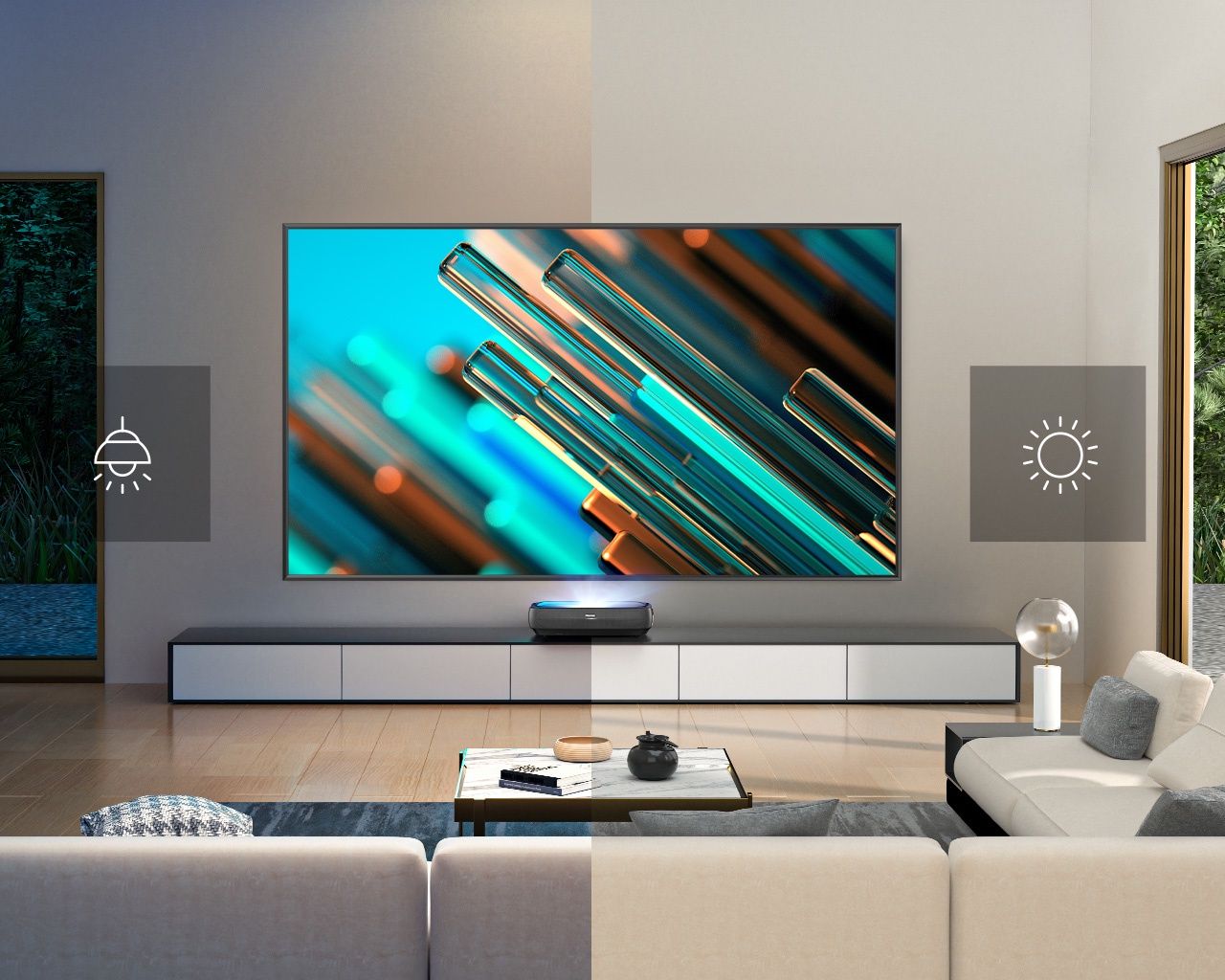 Hisense Laser TV 4K 100L9H - ekran przystosowany do pracy w dzień