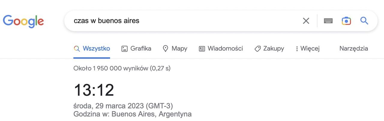 godzina w google