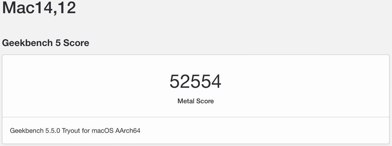 Mac mini m2 pro Geekbench 5 metal