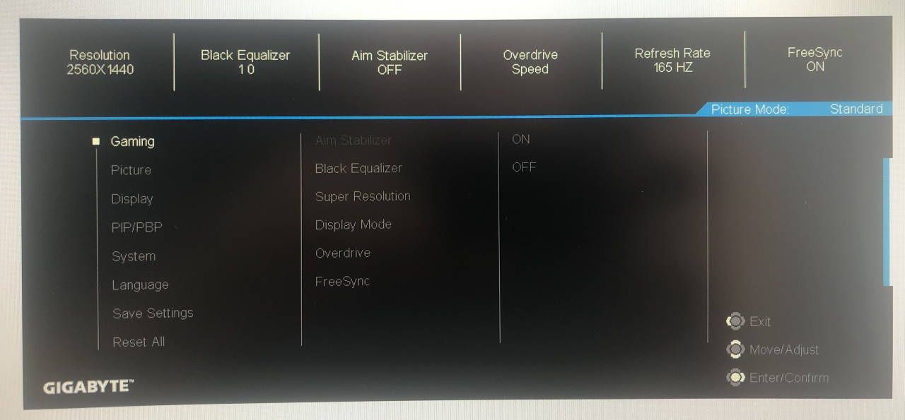 Gigabyte G27QC - OSD funkcje gamingowe