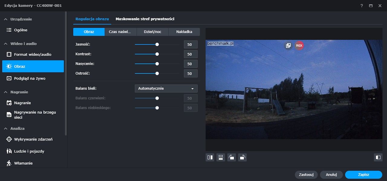 Synology CC400W - ustawienia kamery 1