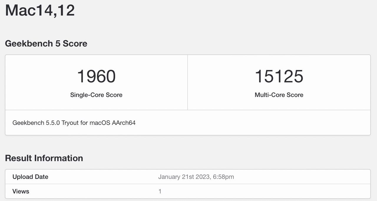 Mac mini m2 pro geekbench 5