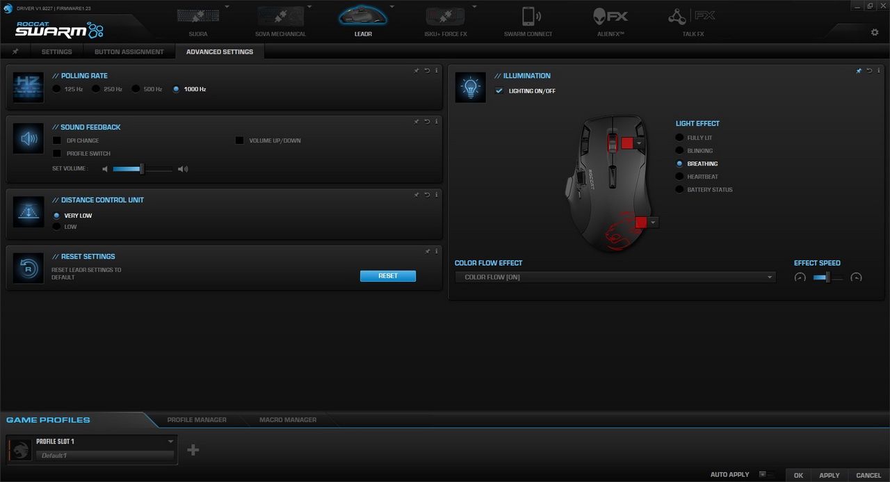 Roccat Leadr - ustawienia dodatkowe w Roccat Swarm