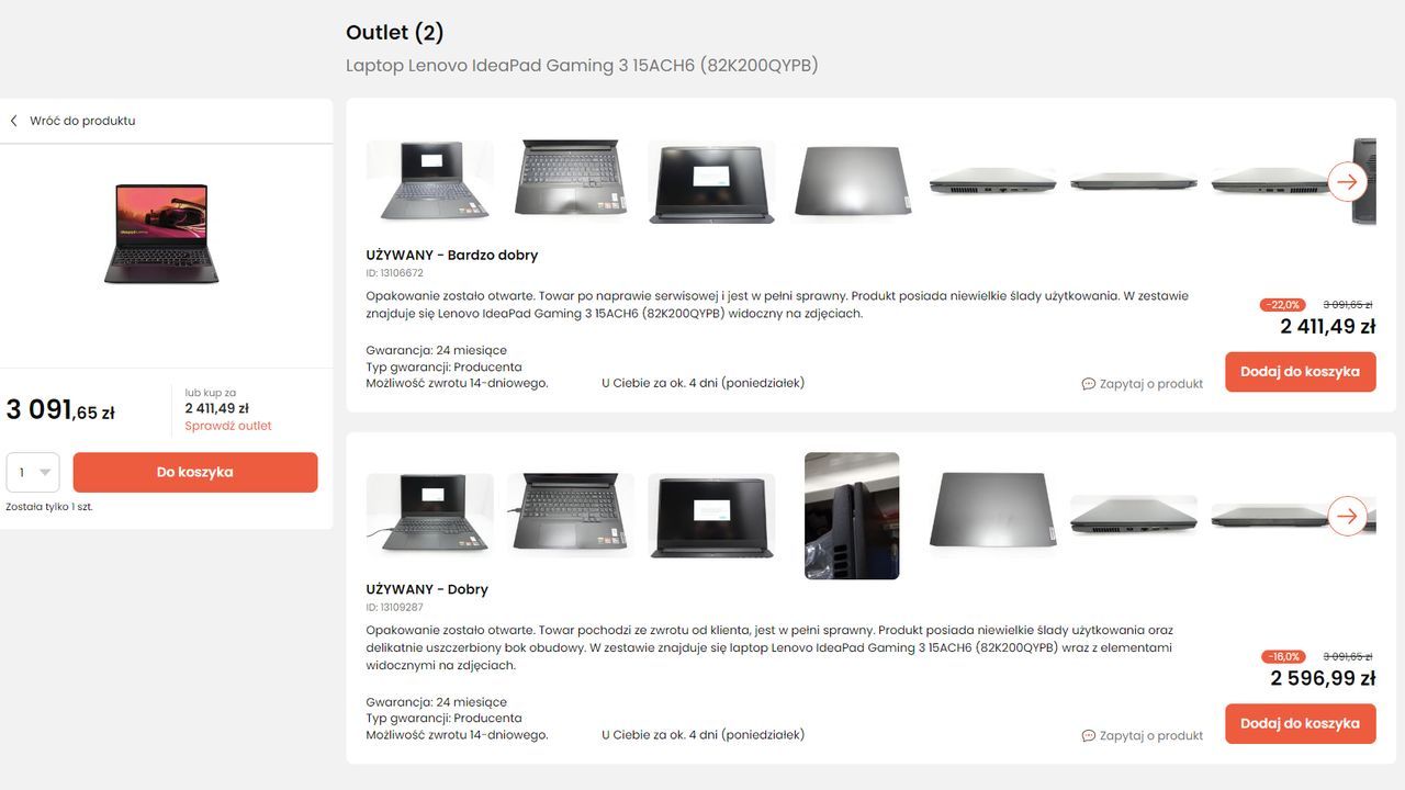 Laptop z outletu