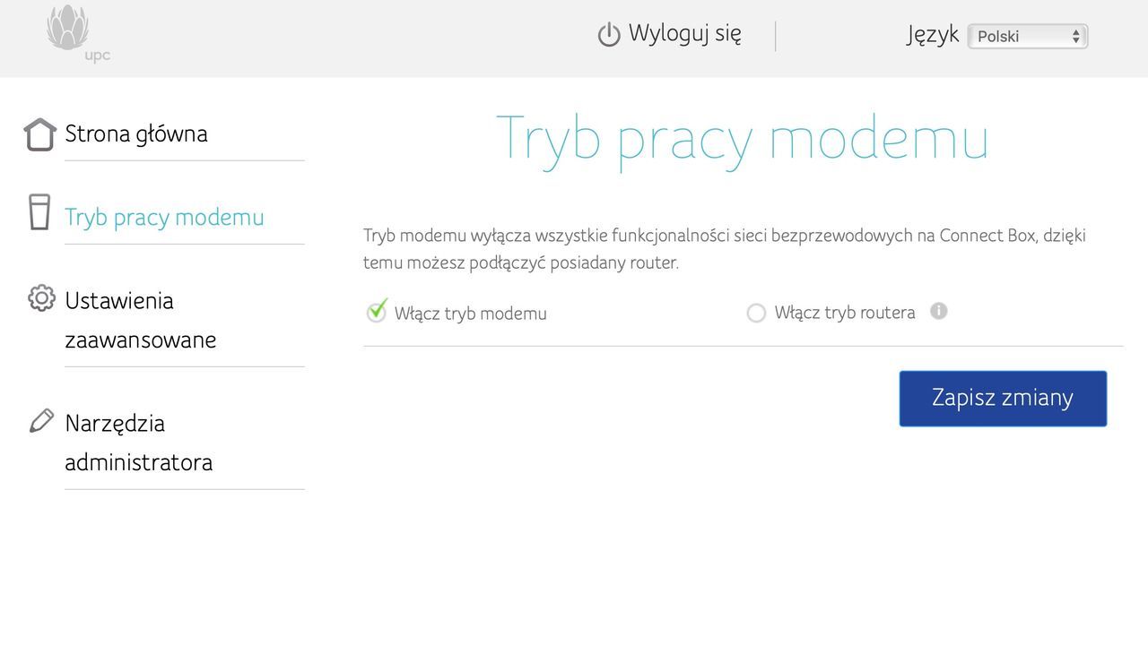 Tryb modemu/mostu