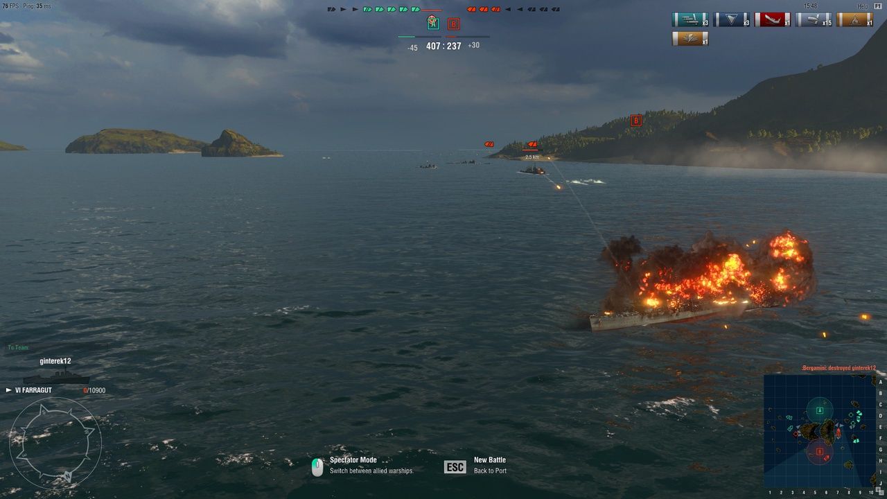 World of Warships - trafiony, zatopiony