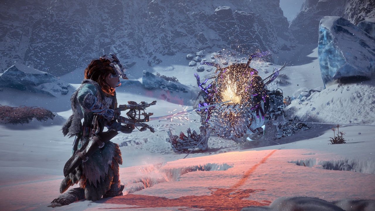 Horizon Zero Dawn: The Frozen Wilds - wyrzutnia lin w działaniu