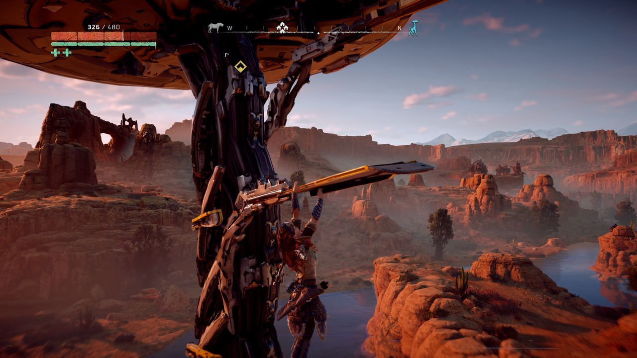 Horizon Zero Dawn - wspinanie się na żyrafa
