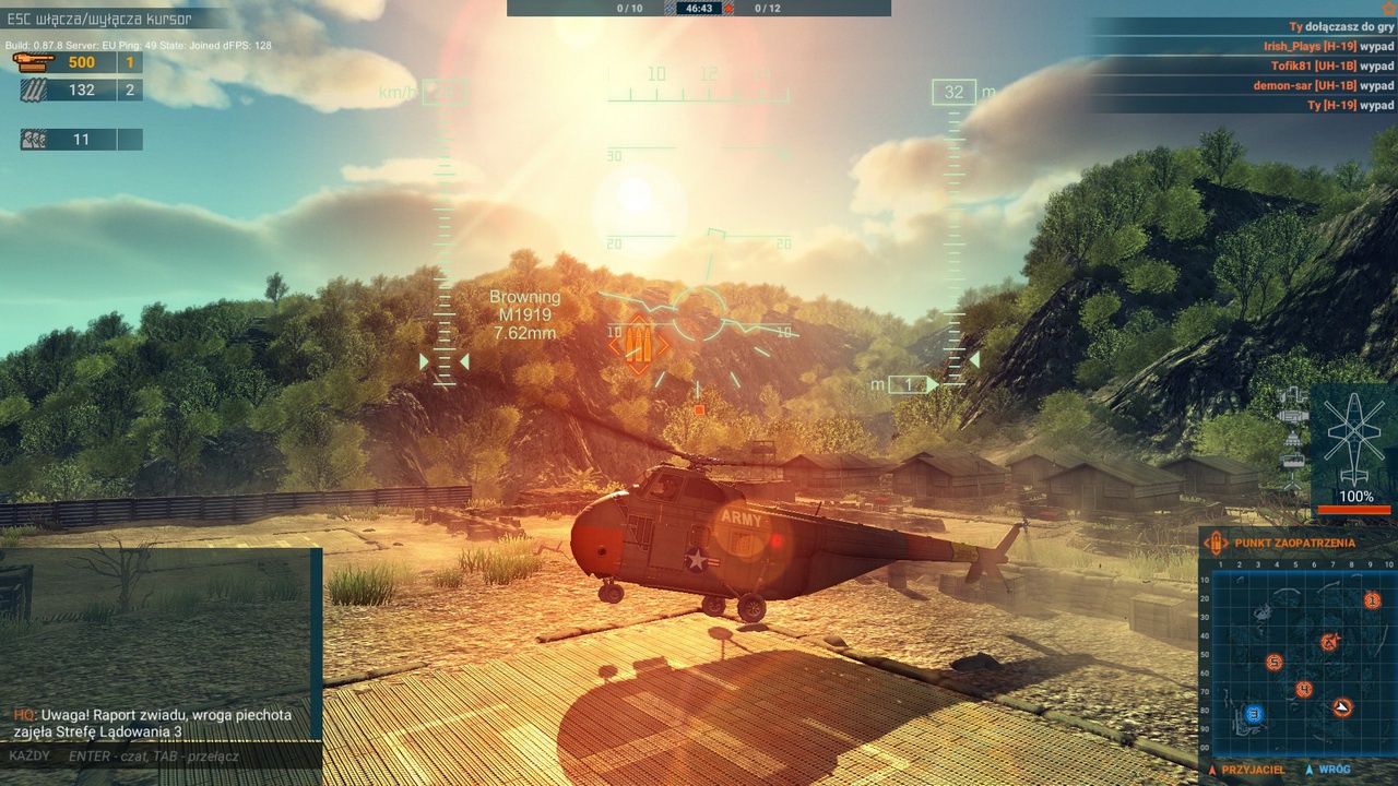 Heliborne - lądowanie na tle zachodzącego słońca