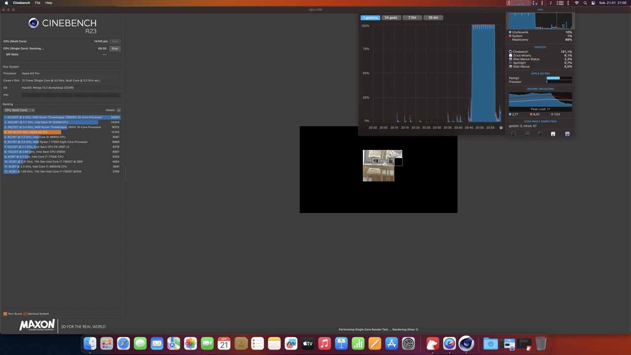 Mac mini m2 pro Cinebench r23