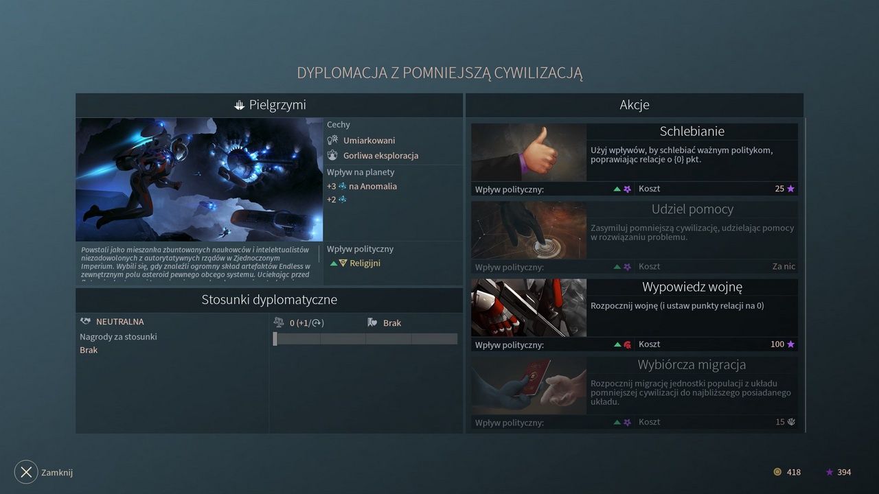 Endless Space 2 - dyplomacja z pomniejszą cywilizacją