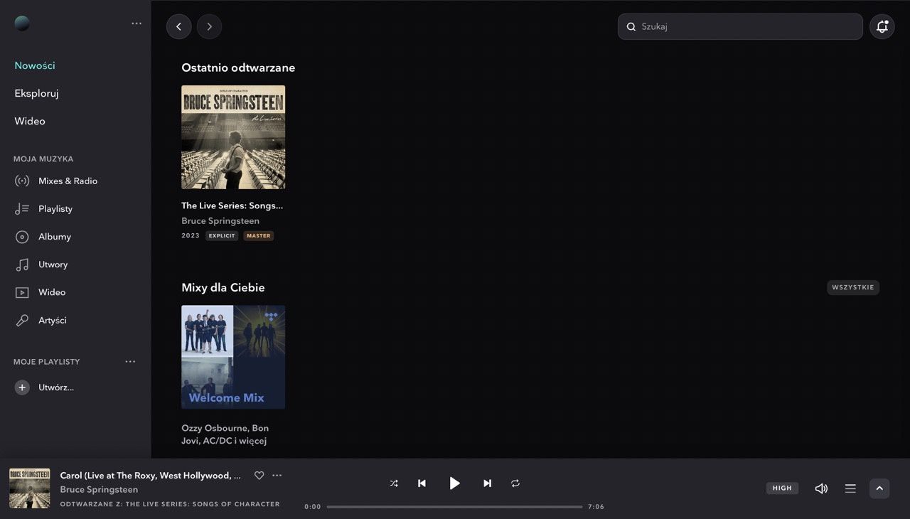 odtwarzacz internetowy tidal
