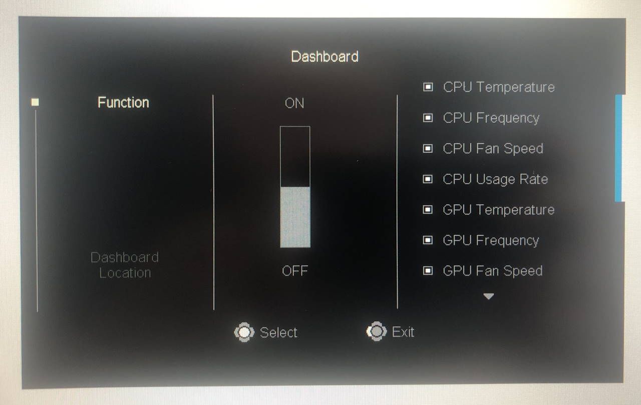 Gigabyte G27QC - OSD Dashboard