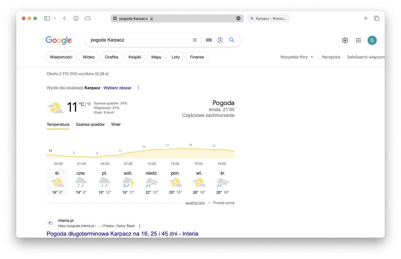 google pogoda