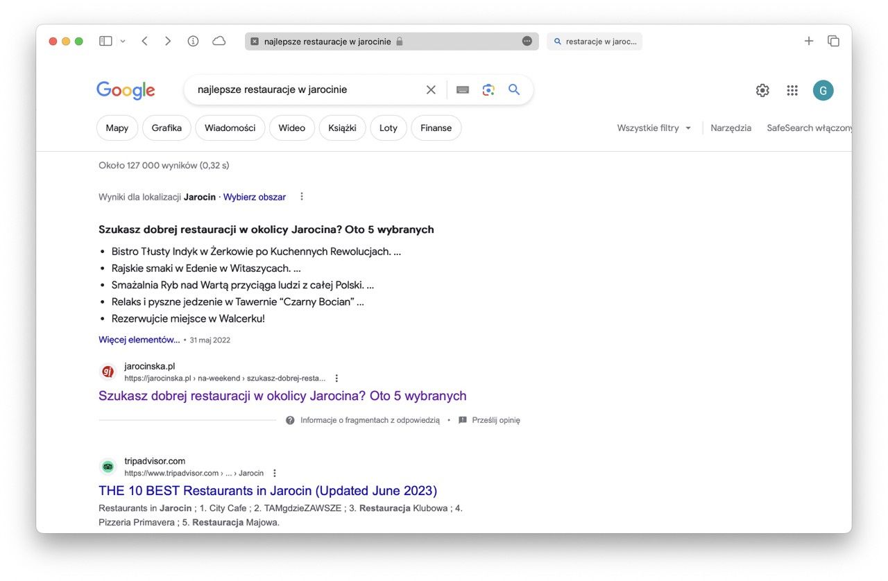 google restauracje