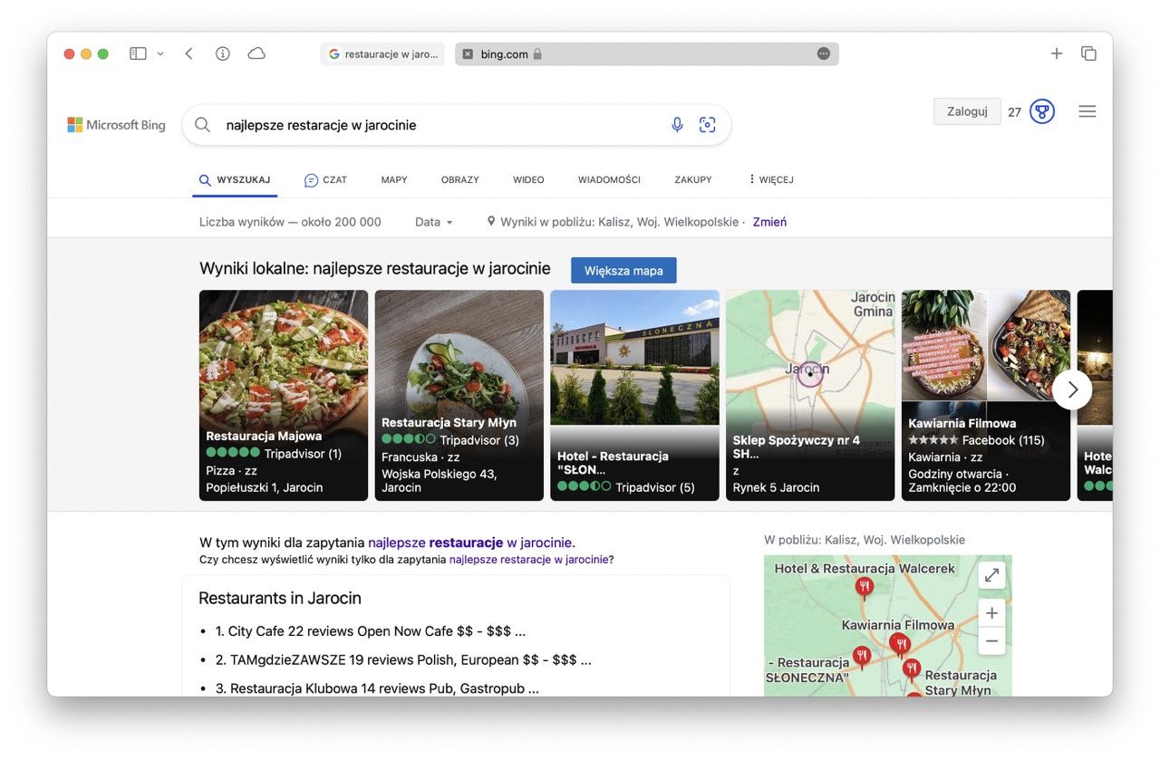 bing restauracje
