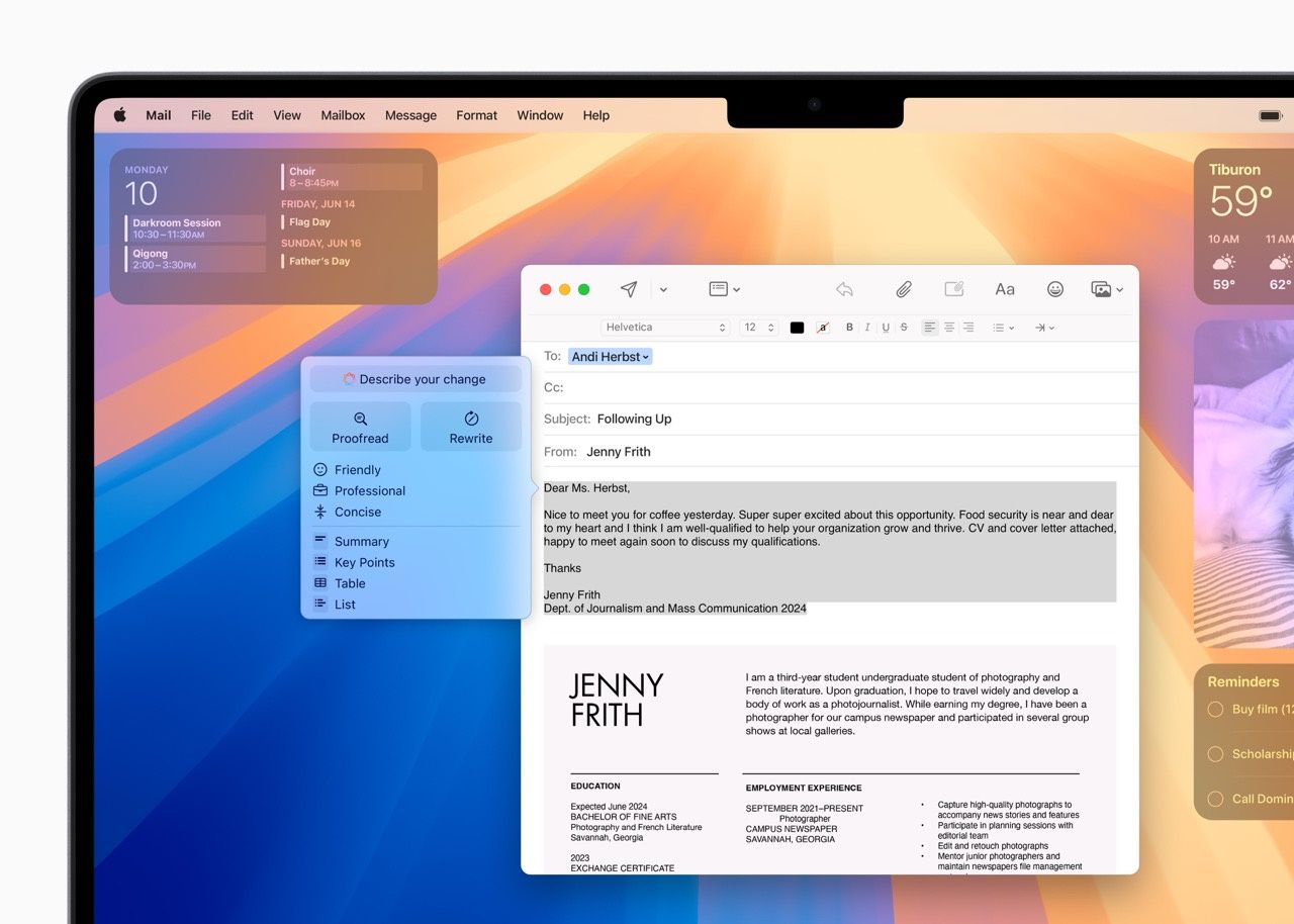 apple intelligence redagowanie tekstu
