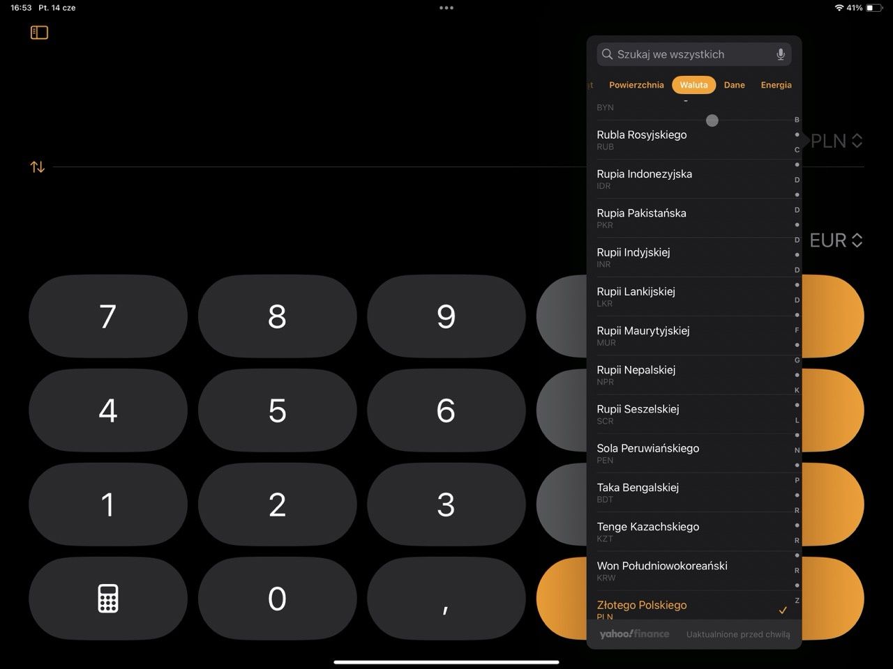 iPadOS konwertowanie jednostek