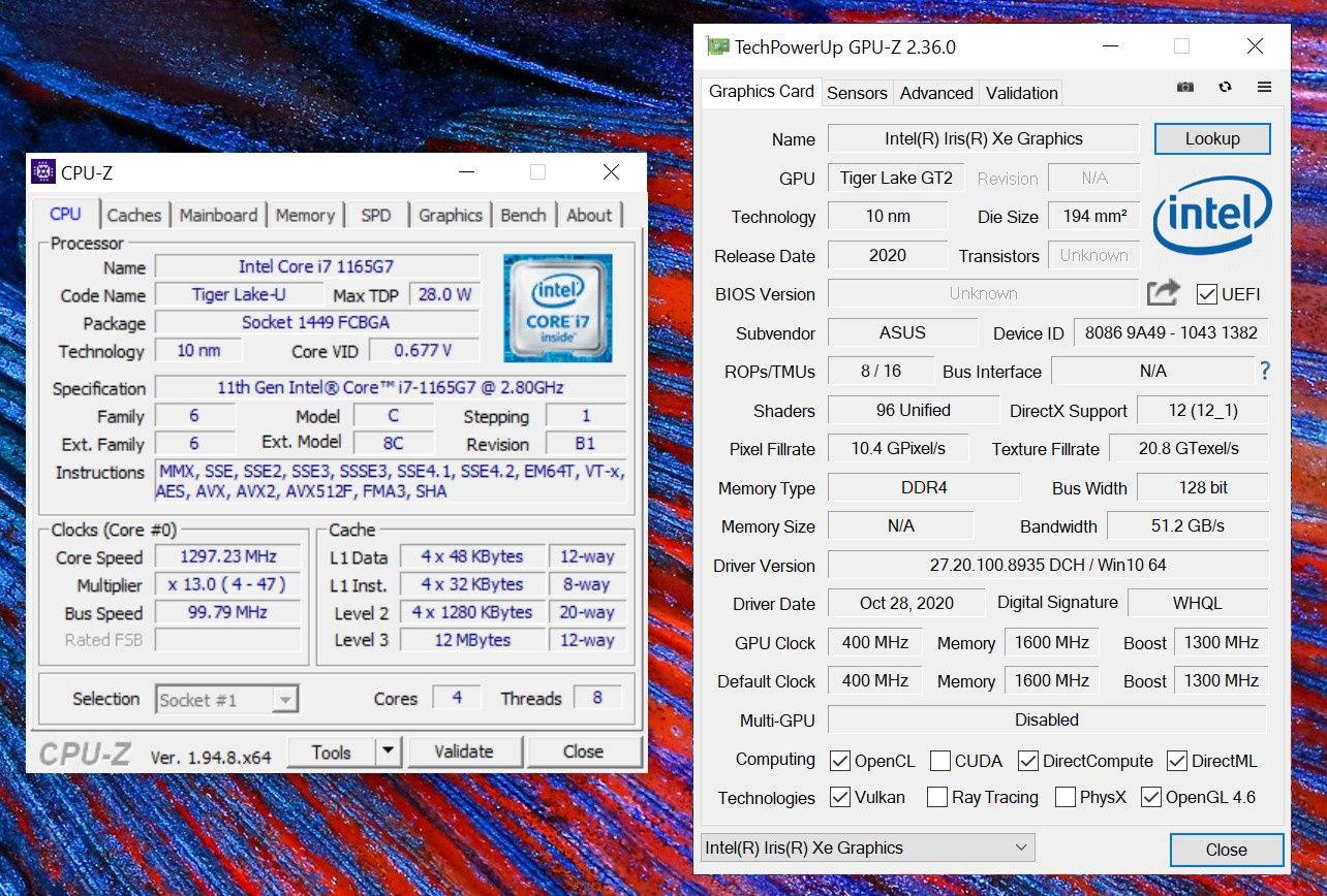ASUS Zenbook Duo - CPU-Z i GPU-Z
