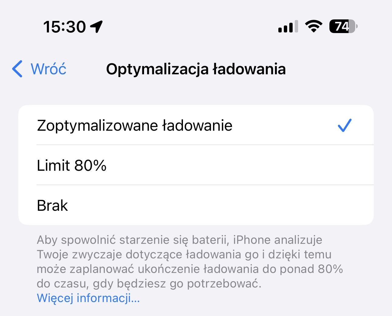 Zoptymalizowane ładowanie bateri