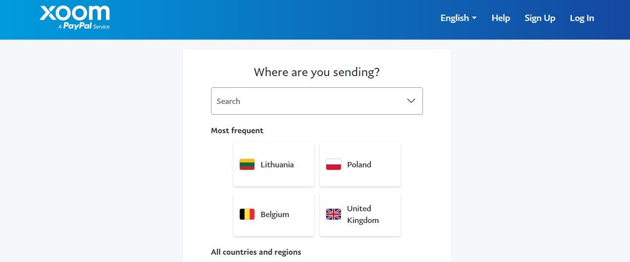 xoom wybór kraju