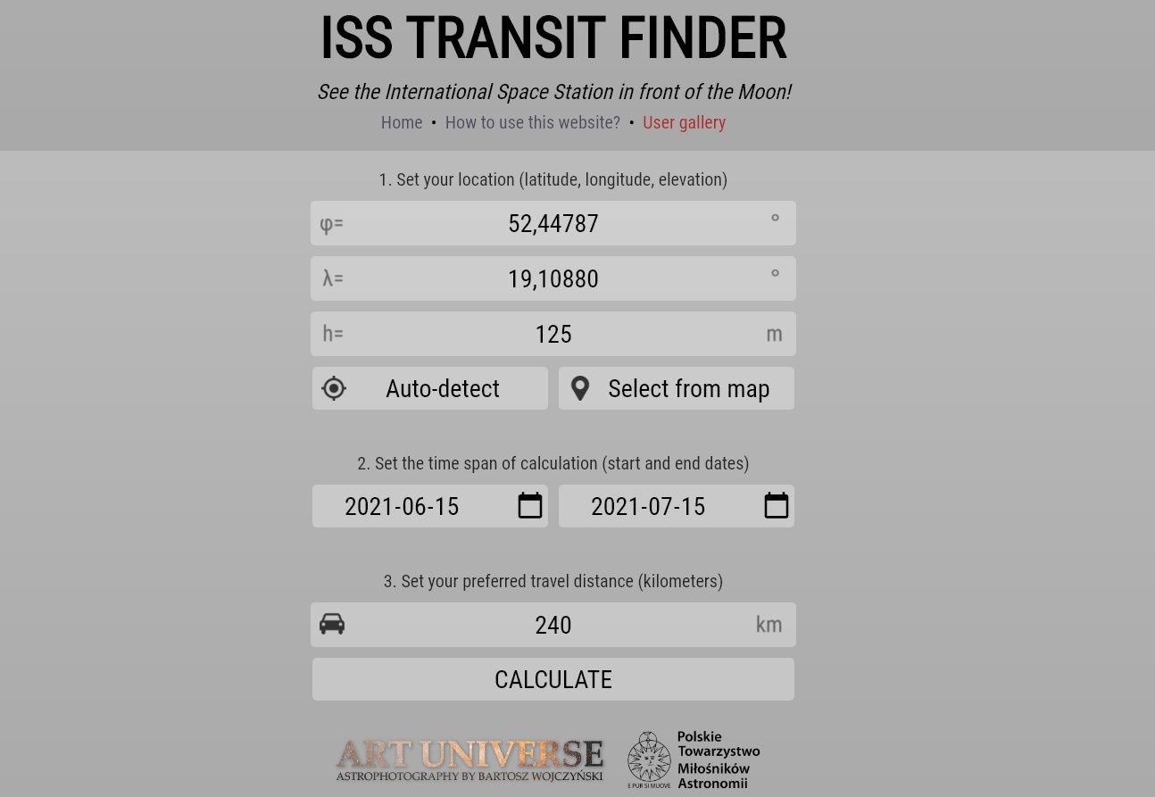 ISS Transit Finder