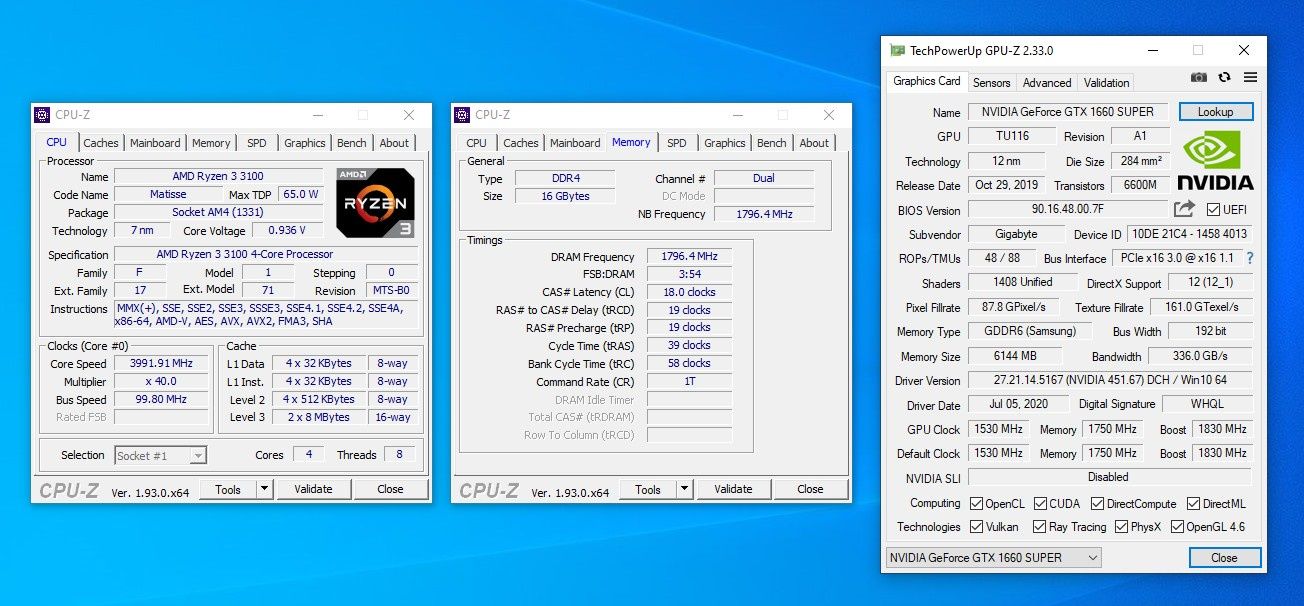 Komputer Actina - CPU-Z i GPU-Z
