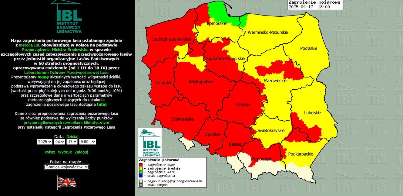 Zagrożenie pożarowe lasów