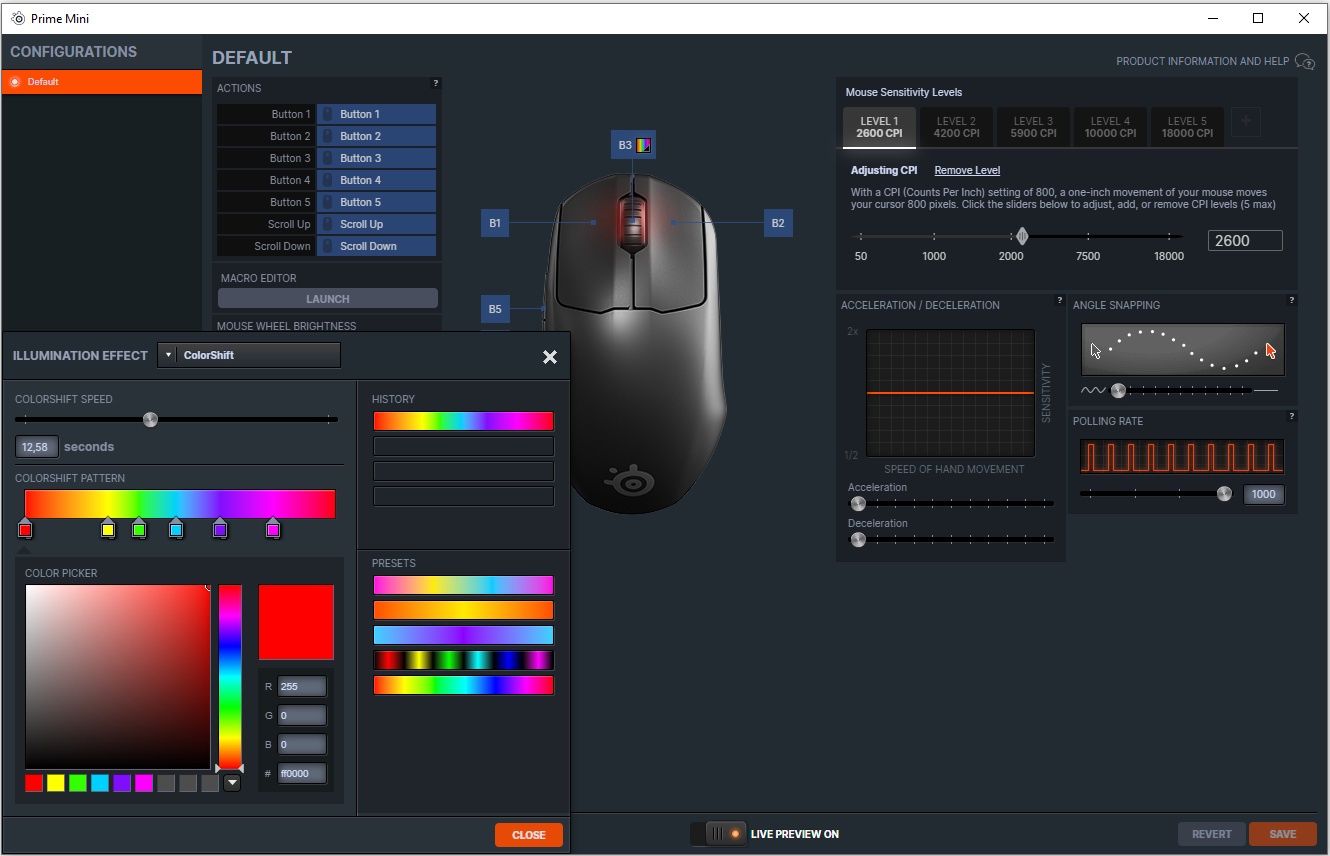 SteelSeries Prime Mini - konfiguracja podświetlenia