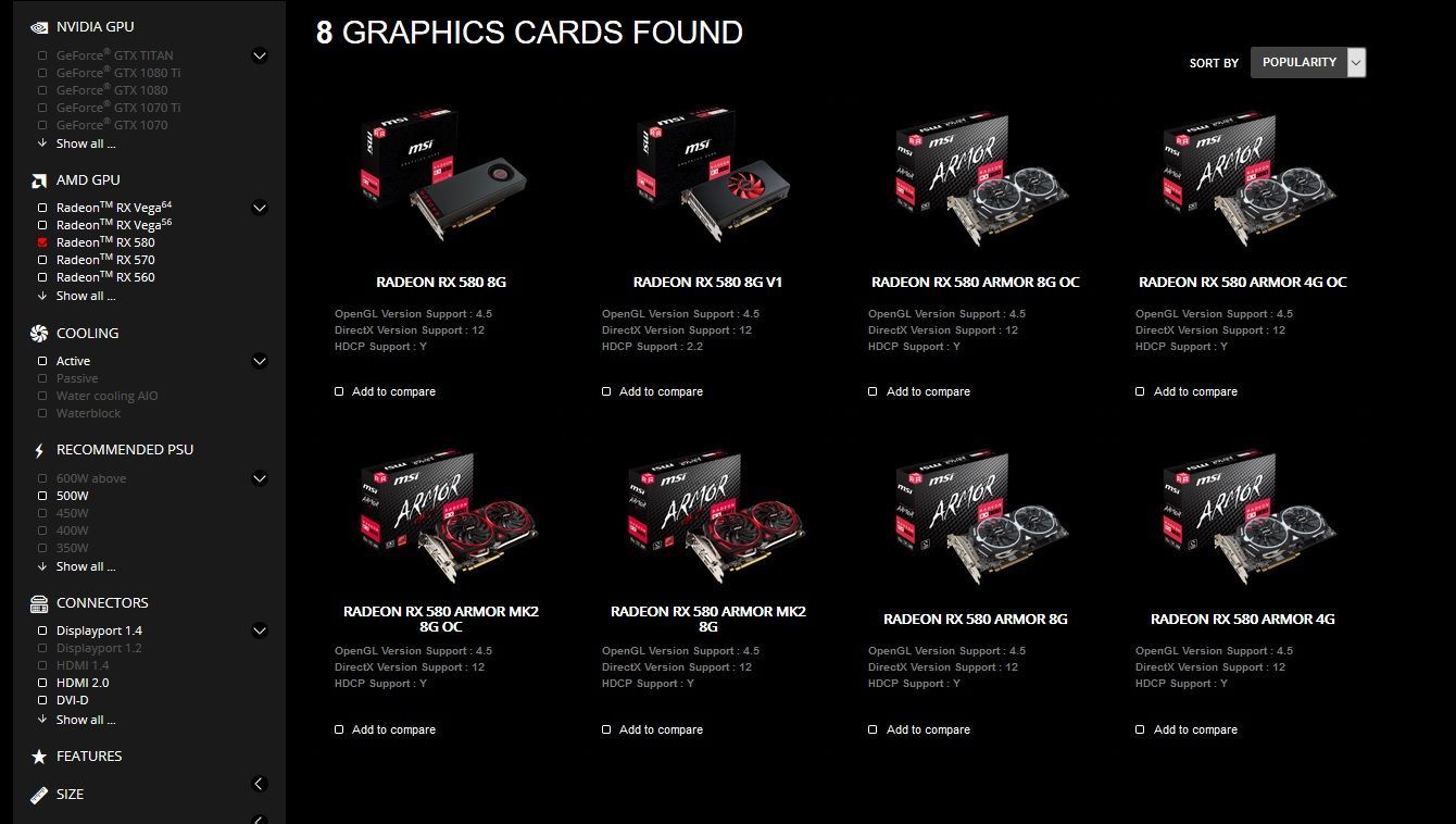 MSI Radeon RX 580 - karty graficzne