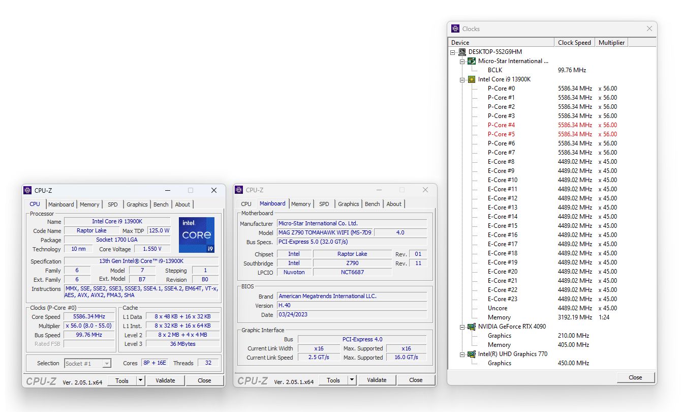 MSI MAG Z790 Tomahawk WIFI - podkręcanie procesora Intel Core i9-13900K