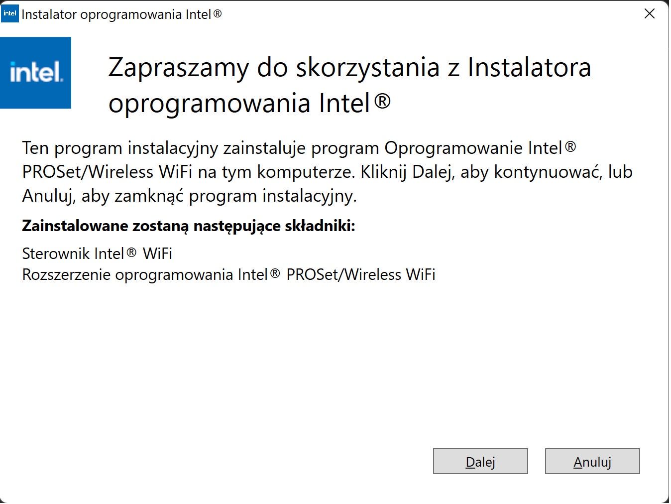 Instalacja sterowników do karty sieciowej Intel