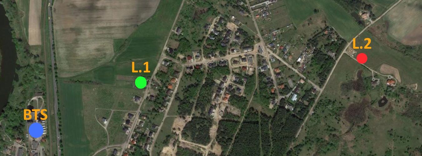 lokalizacje testowe dla testu modemu LTE