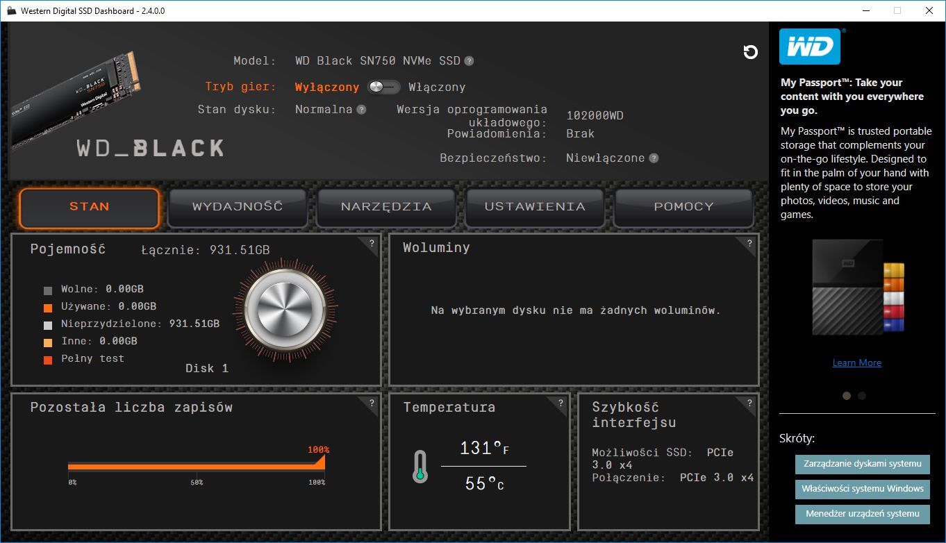 Western Digital SSD Dashboard