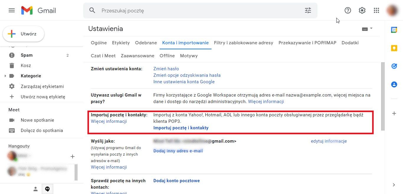 protokół POP w Gmail